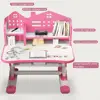 2Pcs/Set Kids Multi Bookstand Widened Desktop Desk Chair Set Cartoon Pattern Adjustable Height Study Drawer Table with Chair Set 2