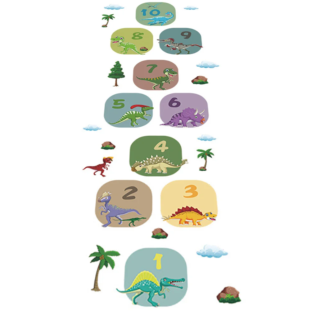 

Hopscotch Game Decal Floor Sticker Number Decorative Cartoon Pvc Adhesive Dinosaur