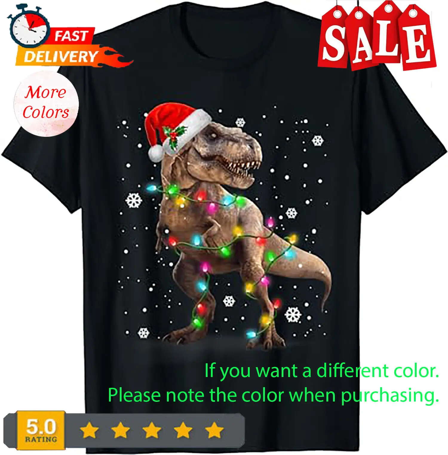 Dinosaur T-Rex Tree Christmas Maglione Xmas Pet Dino Trex T-Shirt