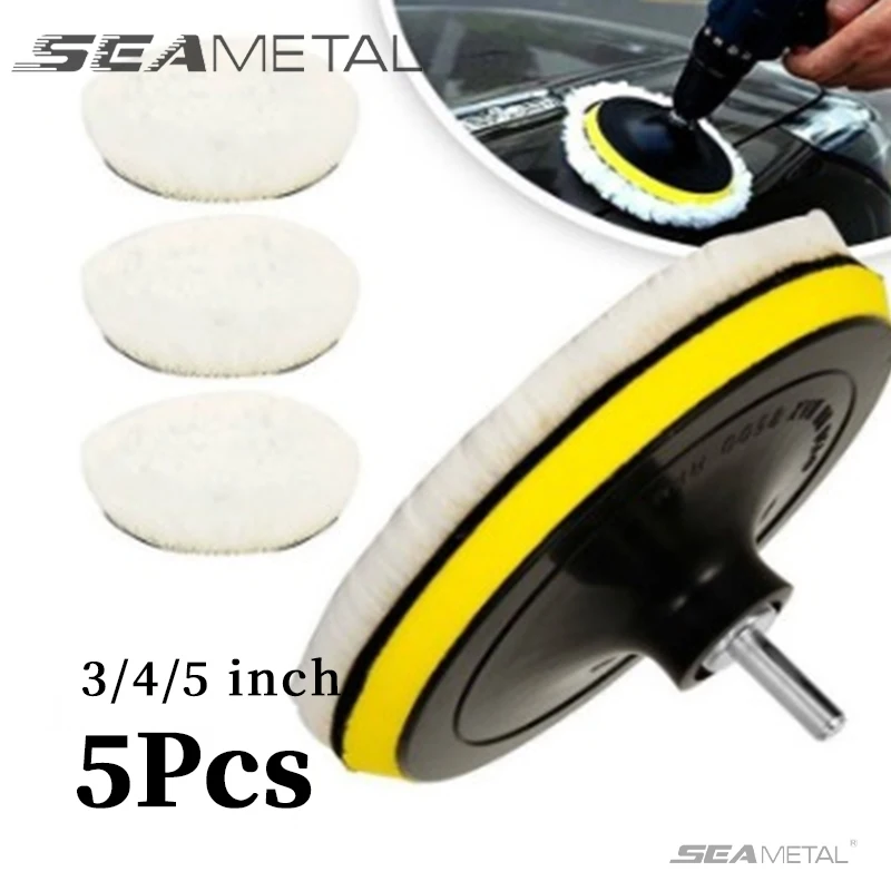 5pcs Car Polish Pad Polishing Discs Kit Auto Body Paint Care Polisher Soft Wool Waxing Sponge Machine Clean Accessories