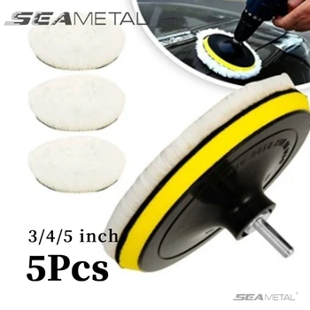 SEAMETAL 자동차 광택제 패드 연마 디스크 키트, 자동차 바디 페인트 케어 폴리셔, 부드러운 울 왁싱 스폰지 기계, 청소 액세서리, 5 개