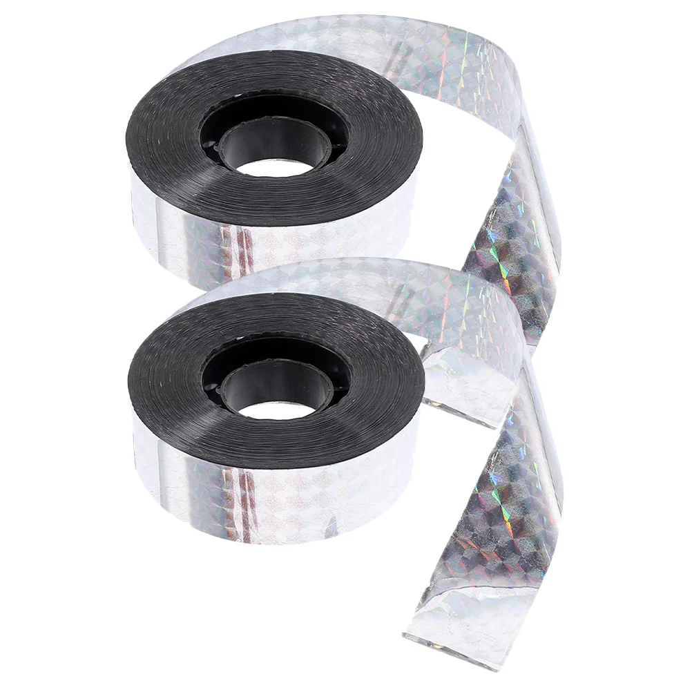 

2 Rolls Anti-bird Tape Reflective Deterrent Reflectors Birds Scaring Tapes Magnetic Spiral Scare Pet Polyester Film