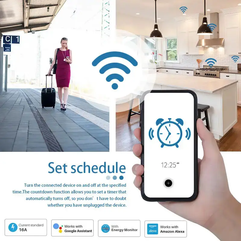 Tuya Smart Socket EU16A/20A Wifi Smart Plug With Power Monitoring Smart Life APP Remote Control Support Google Assistant Alexa 2