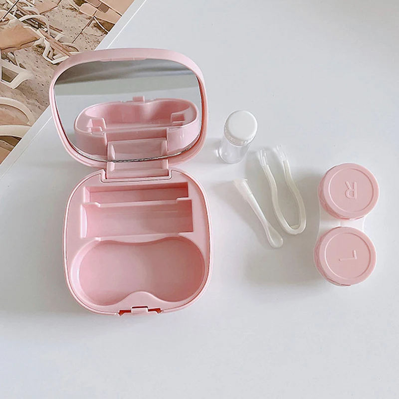 Contact lens case simple DIY square box portable beauty eye box companion dual box glossy storage box 4