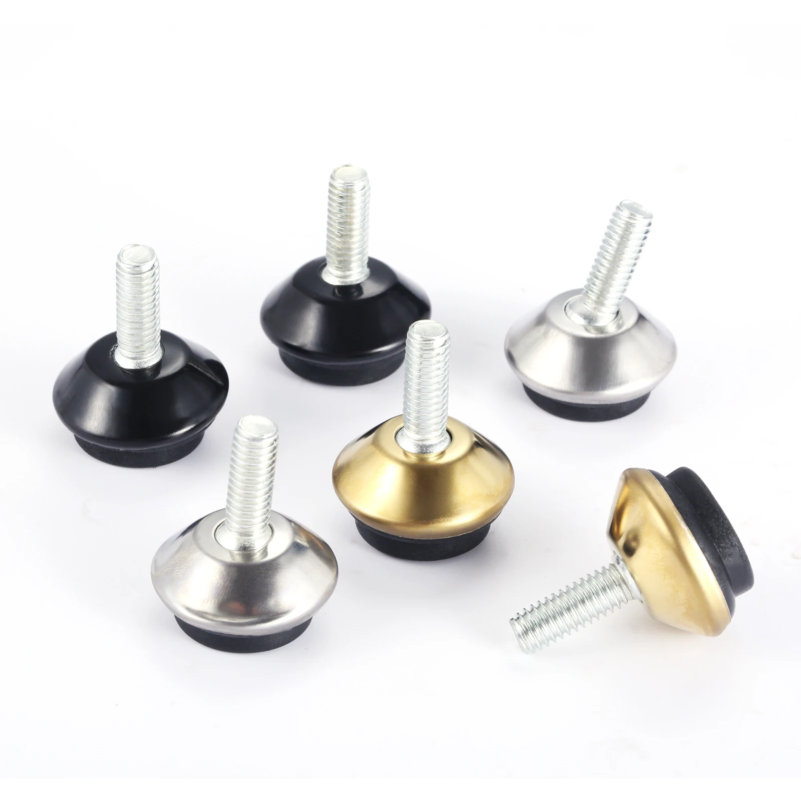 Set of 4 Adjustable Metal Furniture Levelers – Black/Silver/Gold Finish