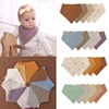 J15U 5pcs Baby Infant Cotton Bib Newborn Solid Color for Triangle Scarf Feeding Saliva Towel Bandana Burp Cloth Boys Girls Gi