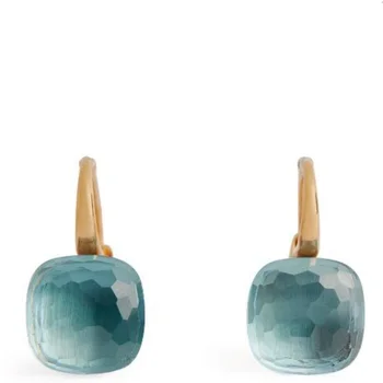 Hot Fashion Gold Color Square Stud Earrings Blue  Rhinestone Earring For Female Gift Custom Jewelry