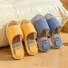 2025 New Home Linen Slippers Women Indoor Soft Open Toe Slides Men Floor Bedroom Breathable Non-slip Sandals Couples Flip Flops 2