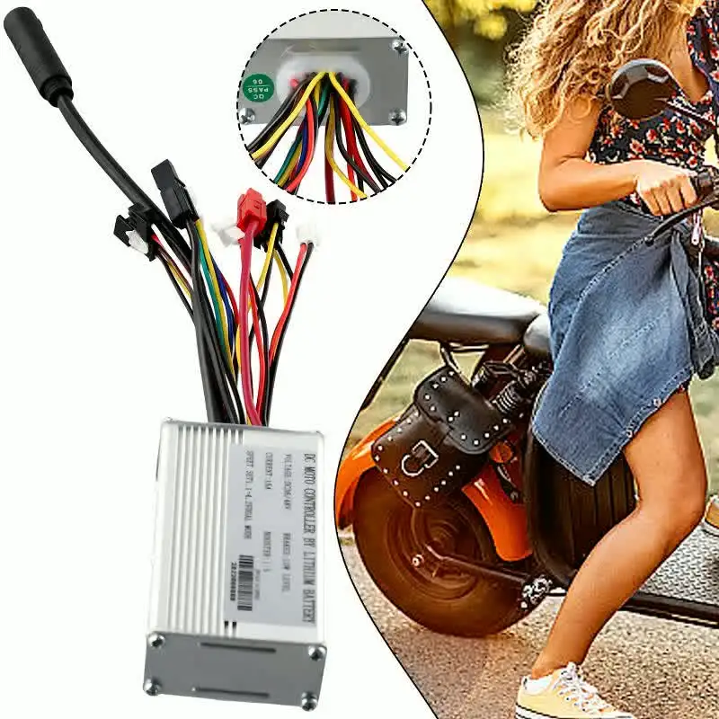 36/48V DC Motor Controller, 6 Tubes 36/48V KT-15A Waterproof DC Motor Controller with Light Line for Electric Bike Conversion Accessories