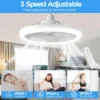 IRALAN Ceiling Fan With Light E27 Socket 10 Inch 85-265V 3 Fan Speeds Dimmable Easy To install For Bedroom Fixtures 1