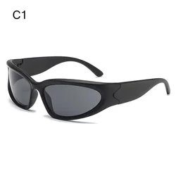 Updated Rimless Punk Wrap - Around Sunglasses - Luxury Brand Five Star Eyewear (C01)