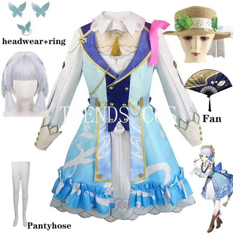 

Kamisato Ayaka Cosplay Costume Big Size Ayaka New Outfit Springbloom Missive Dress Hat Wig Fan Comic Con