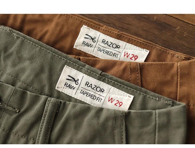 casual khaki pants Spring and Autumn New American Retro Twill Heavyweight Tooling Pants Men's Military Style Washed Straight Tube Casual Trousers business casual pants