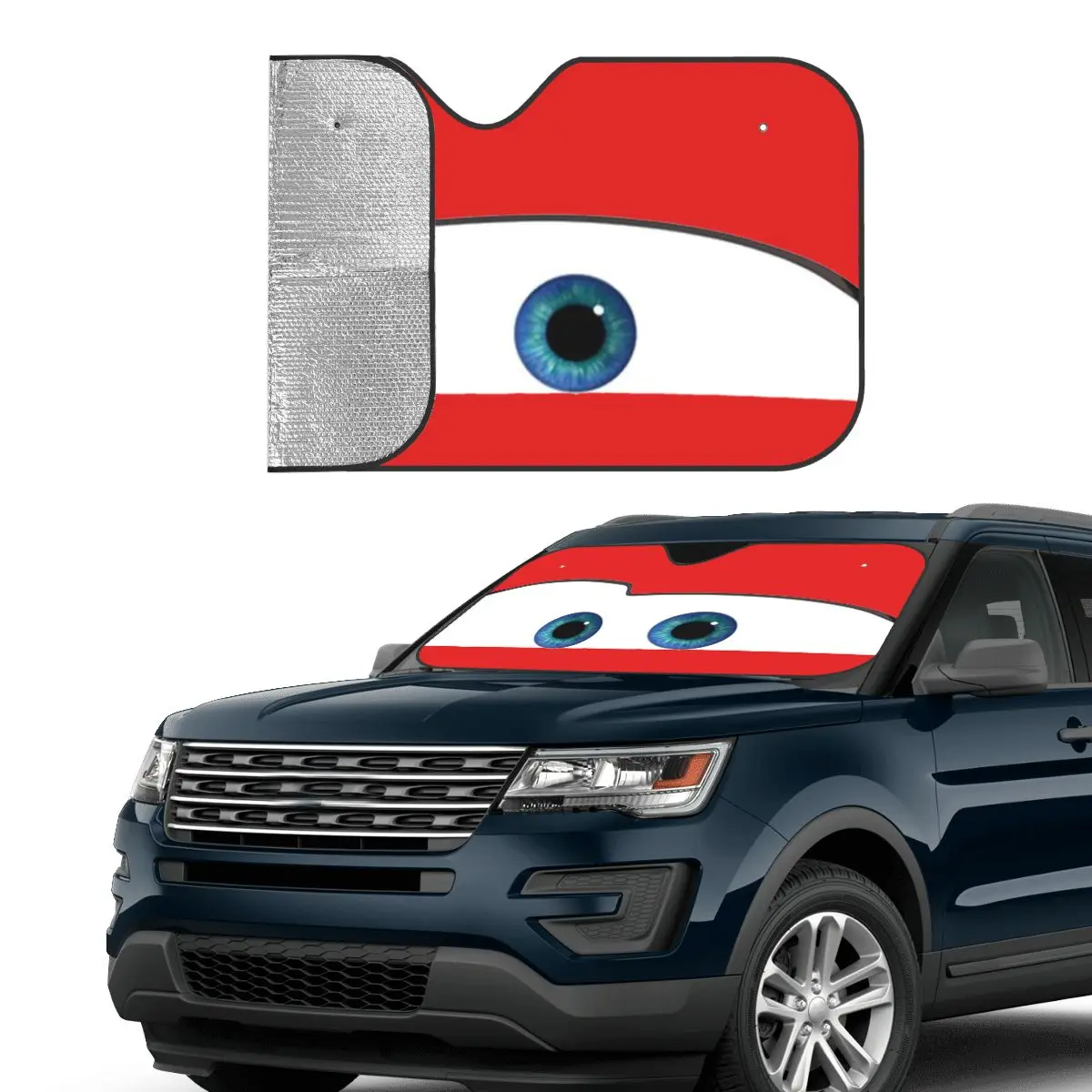 Lightning McQueen Eyes Folding Windshield Sunshade 70x130cm Foils Sun Visor Accessories Covers