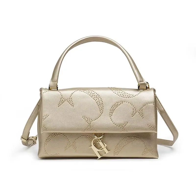 CH-حقيبة كتف كروس فاخرة للنساء ، سلسلة ذهبية كلاسي...