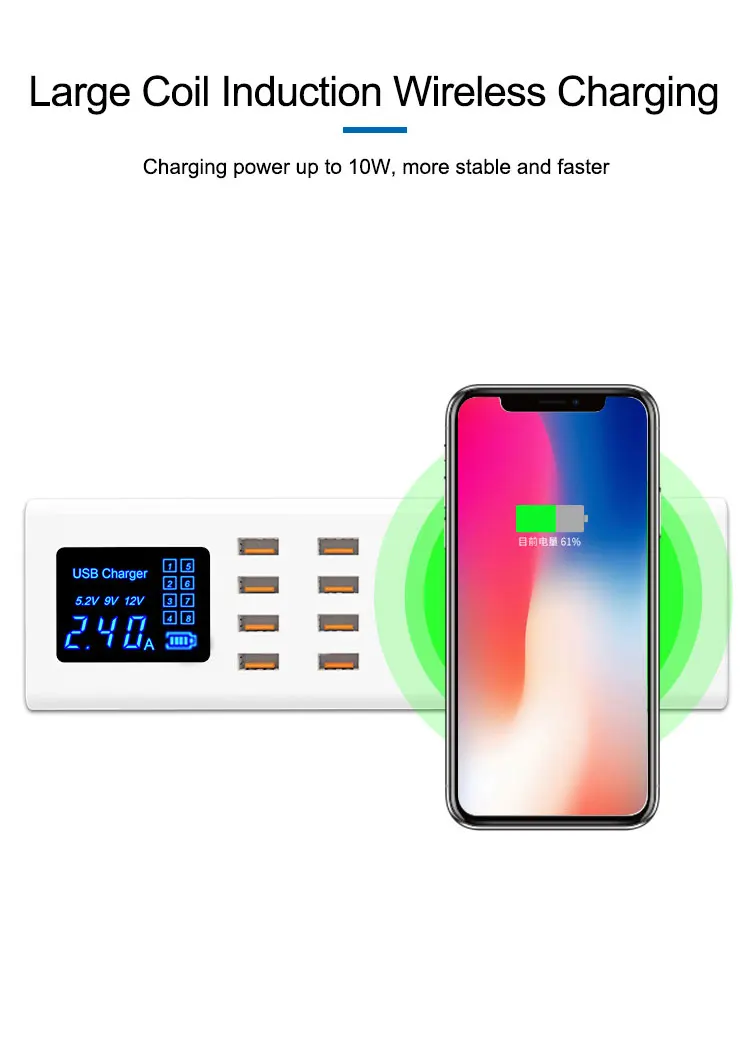 

Sunshine SS-309WD 8 Ports Wireless Charger Universal Charger for IPhone IPad Samsung Huawei Xiaomi Charging Tool