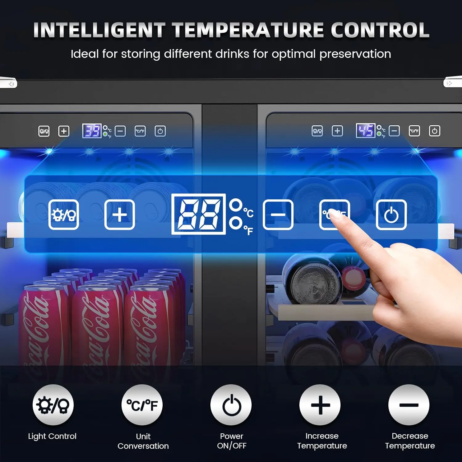 24 Inch Wine and Beverage Refrigerator Dual Zone Wine Fridge with  Safety Locks Under Counter Wine Cooler Beer Fridge 20 Bottles 3