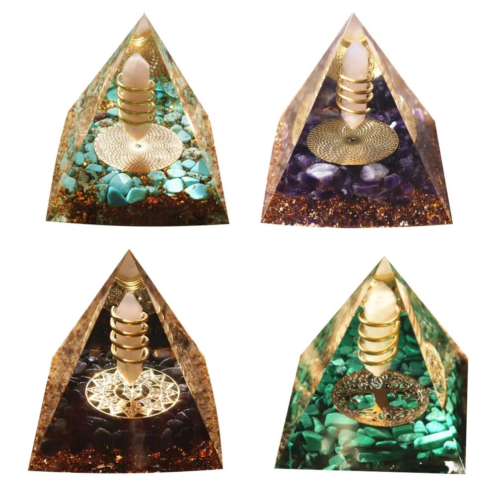 Natural Crystal Energy Pyramids - Handmade EMF Protection Healing Stones for Yoga Meditation