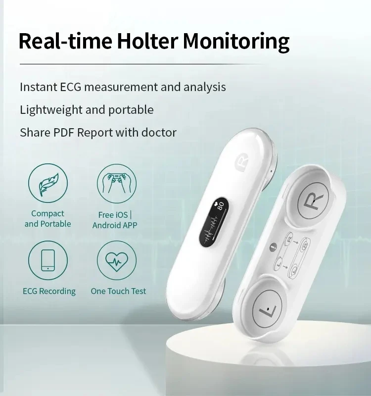 Bluetooth electrocardiogram monitor LED screen data storage dynamic electrocardiogram, handheld wireless electrocardiogram monit