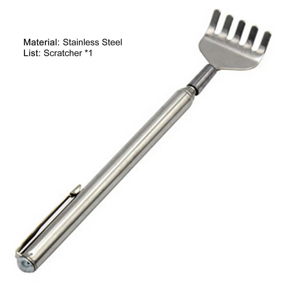 Scratcher stick telescopic handle stainless steel extendable back scratcher tool with pocket clip