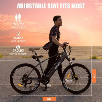 Electric Bike -468Wh Removable Built in Battery, 350W(Peak 500W), 26X2.1 Tire Step Over Bicycle with 7 Speed, Max 50 Miles 6