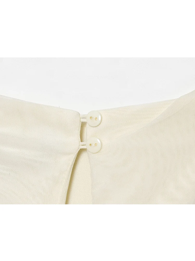  Fashion Women New Mini Dress Summer Solid Elegant Temperament Tierred Decoration Mesh Spliced Sleeveless Pleated Short Dresses