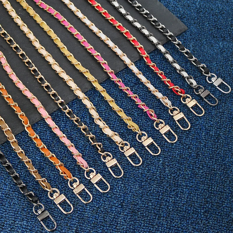 30/60/100/120/140cm PU Leather+Metal Chain Shoulder Bag Strap for Women  Fashion Bag Crossbody Bag Lady Leather Strap for Handbag