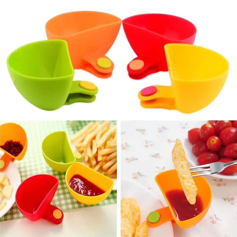 Dip Clip Bowl Ketchup Cup Assorted Seasoning Bowl Chips Clip Salt Sugar Salad Tomato Paste Sauce Holder Dish Kitchen Accessories