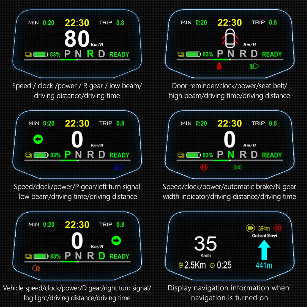 CARVIEW ڵ  ÷ ӵ RPM ̷ , ׽  3 Y 2019-2022 HUD  ˶ Ʈ, MPH / KMH