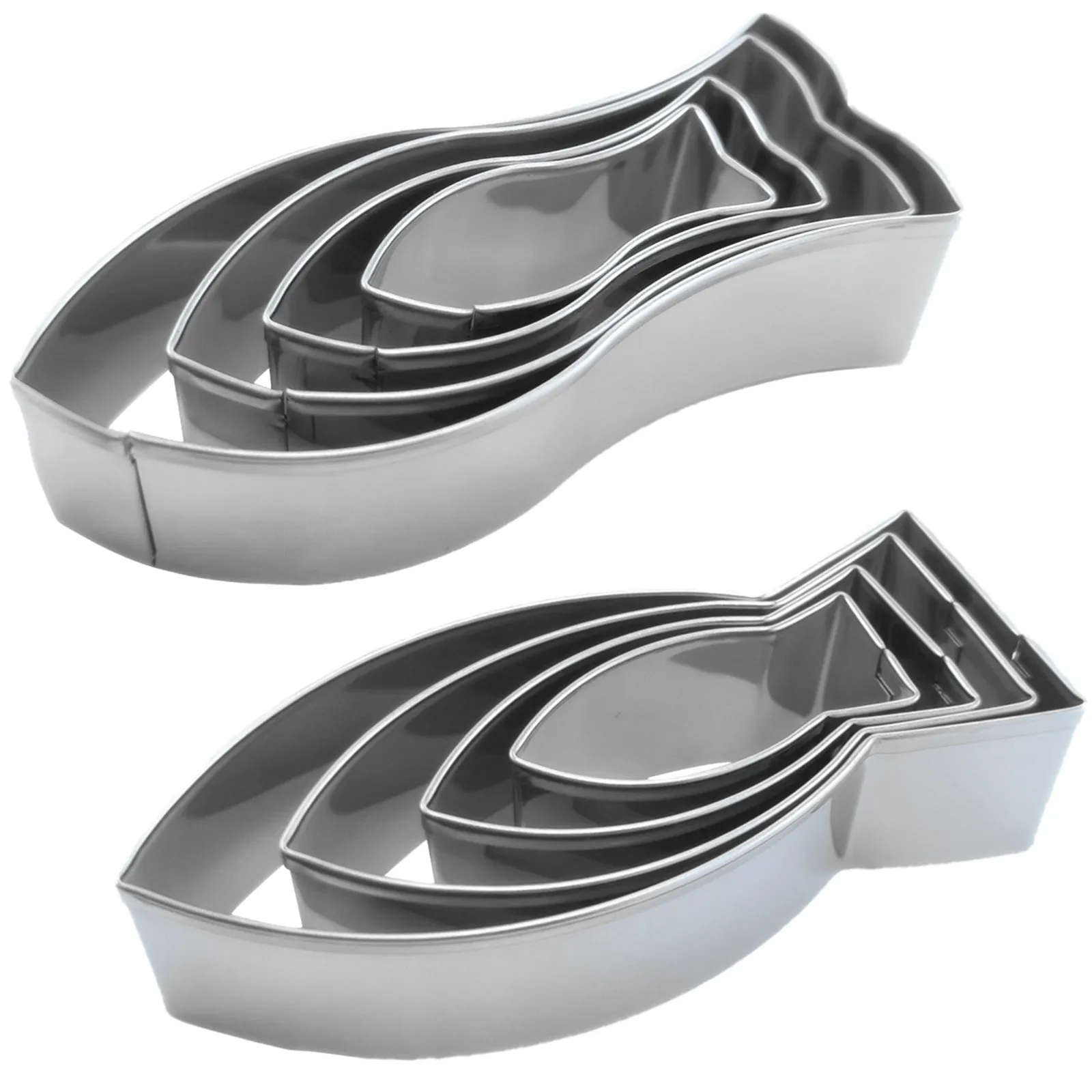 

8 PCS of Stainless Steel Fish Shaped Cookie Cutters Set, Pastry Biscuit Cake Fondant Molds for Baking DIY