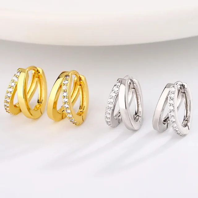 86424-76d3ce.jpg Boucles d'oreilles créoles en acier inoxydable et cristal pour femmes et filles, 2 pièces, cercles tendance, Punk, boucles d'oreilles, bijoux de fête, cadeaux à la mode