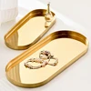 Stainless Steel Storage Tray Golden Oval  Light Luxury Jewelry  Cosmetic   Plate Swing  Home Decorative tray 5