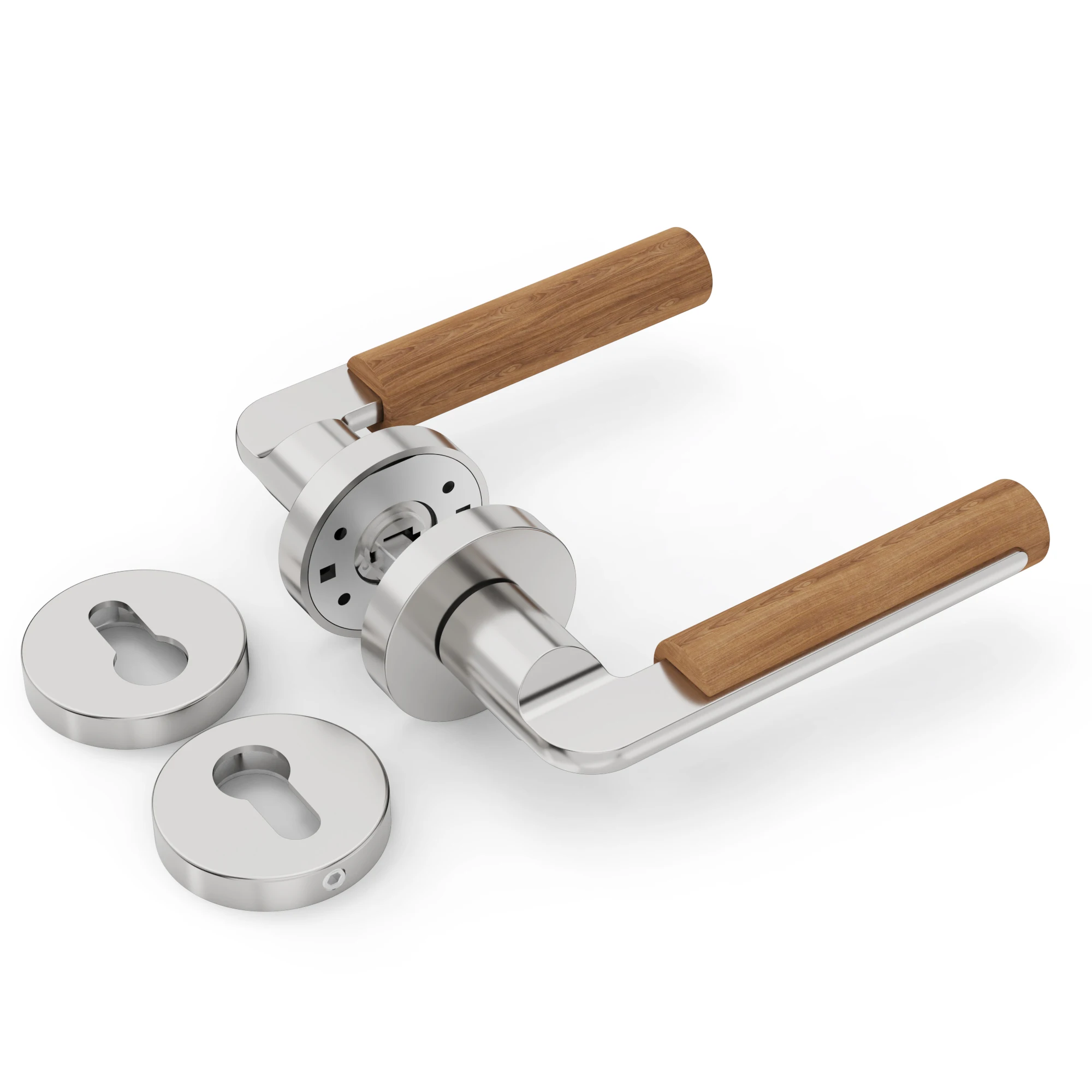 Viladepot Privacy Door Handle White Oak Handle Lever Matt Nickel Bedroom Bathroom Passage Door Lock Without Lock Cylinder
