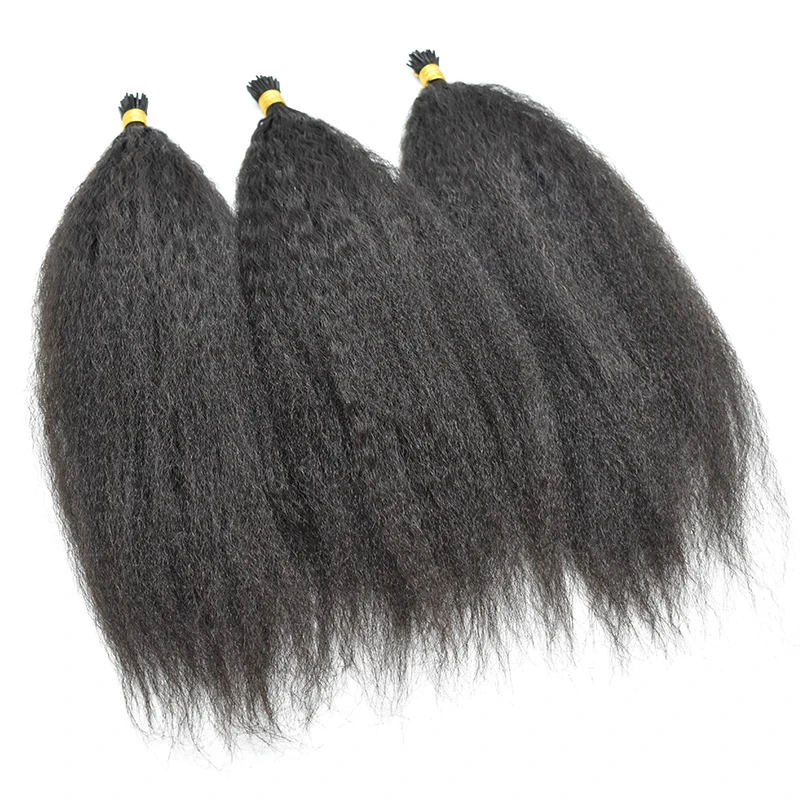 Kinky Stright I Tip Hair Extensions Natural Real Human Fusion Hair Extensions Kinky Curly Keratin Tip Remy 12-30inch