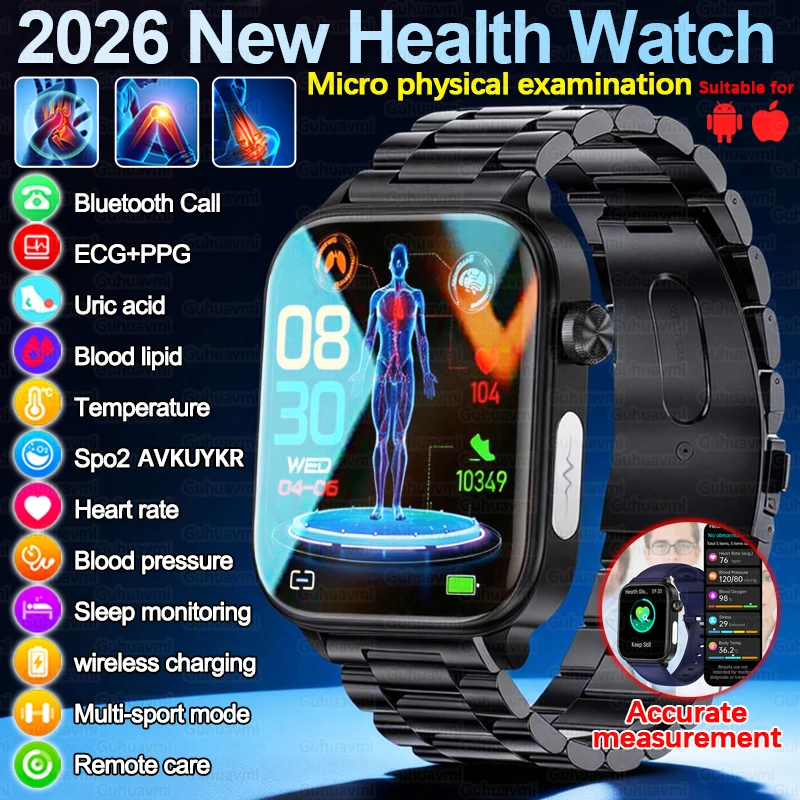 ساعة ذكية جديدة 2026 لقياس حمض اليوريك ودهون الدم...