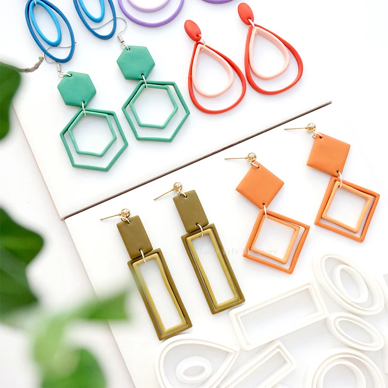 3pcs Set Hollow Ring Polymer Clay Cutter Geometric Shape Soft Pottery Mold DIY Earring Pendant Jewelry Making Cutting Tools