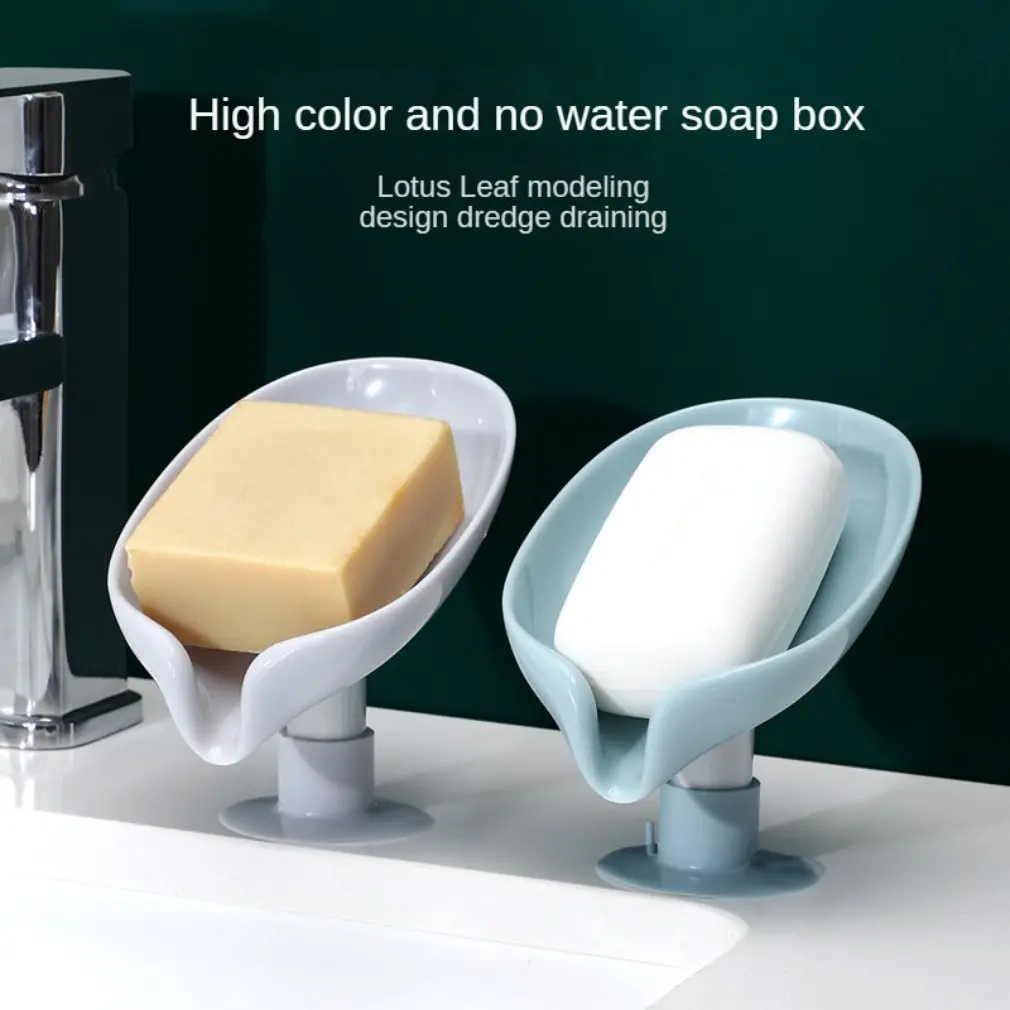 

New Leaf Shape Soap Box Creative Drain Soap Dish Holder Punch Free Suction Cup Soap Rack Household Shelf Bathroom Accessories