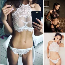 

Three-point Erotic Suit Sexy Eyelashes Lace Lingerie Sexy Temptation Perspective Transparent Arrogance