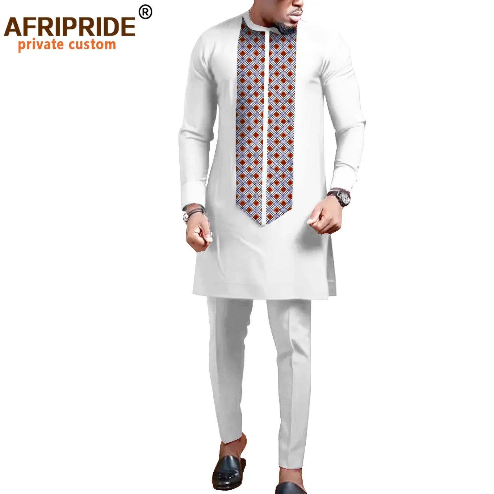 African Traditional Clothing for Men Print Shirts Pants Set Plus Size Casual Tracksuit Blouse Dashiki Outfits Pockets A2116052