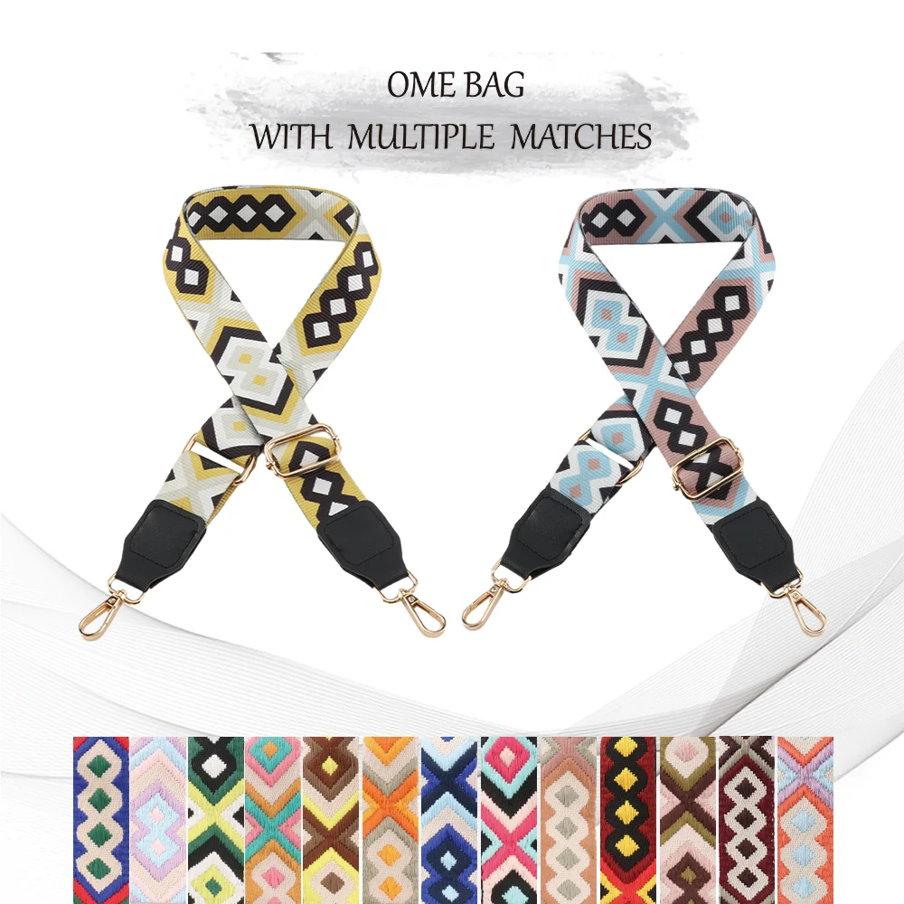 

2pcs Trend Personality New retro bag shoulder strap design fashionable versatile lengthened Plaid Geometric patternslong strap