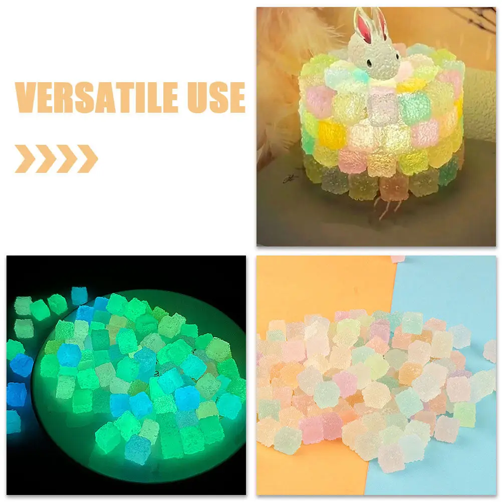 50개 야광 투명 설탕 큐브 미니어처, DIY 공예, 보석 제작, 스크랩북킹용 사실적인 가짜 사탕