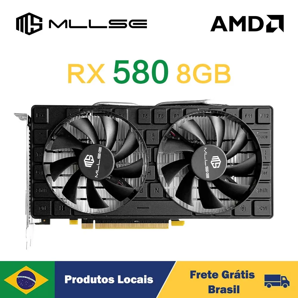 MLLSE AMD RX 580 8GB Tarjeta gráfica Gaming GDDR5 256Bit PCI-E 3,0 × 16 Radeon GPU computadora RX580 Placa De Video