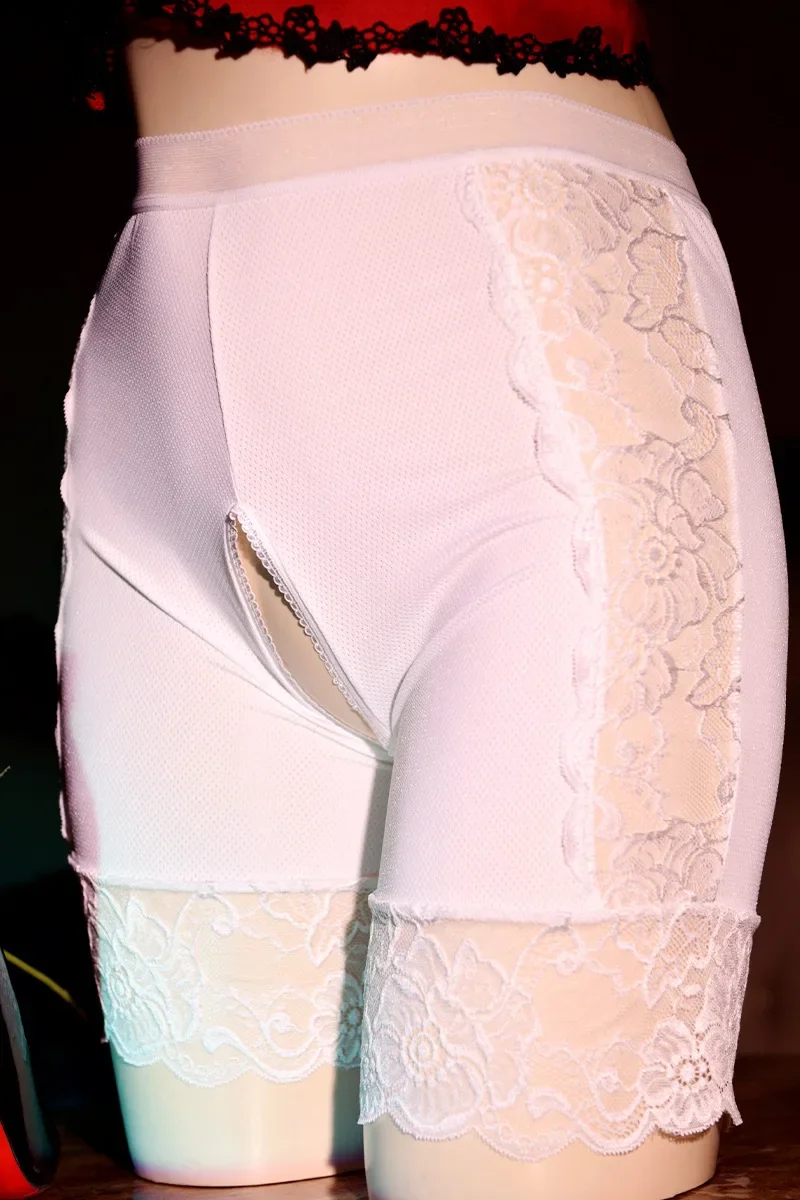 Mens Gay Sexy Lace Panties Open Crotch Lingerie Silk Patchwork Underpants Stretch Breathable Boyshort Crotchless Sissy Underwear