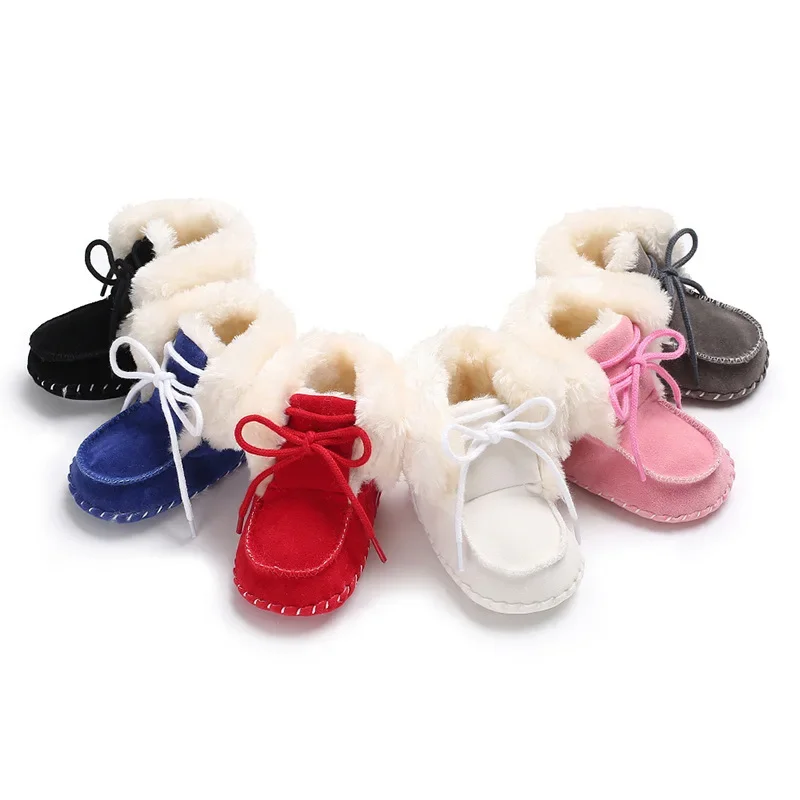 Winter Warm Baby Boots for Boy and Girls Newborn Bootie Infant Toddler Black Pink Gray Shoes Floor First Walkers 4