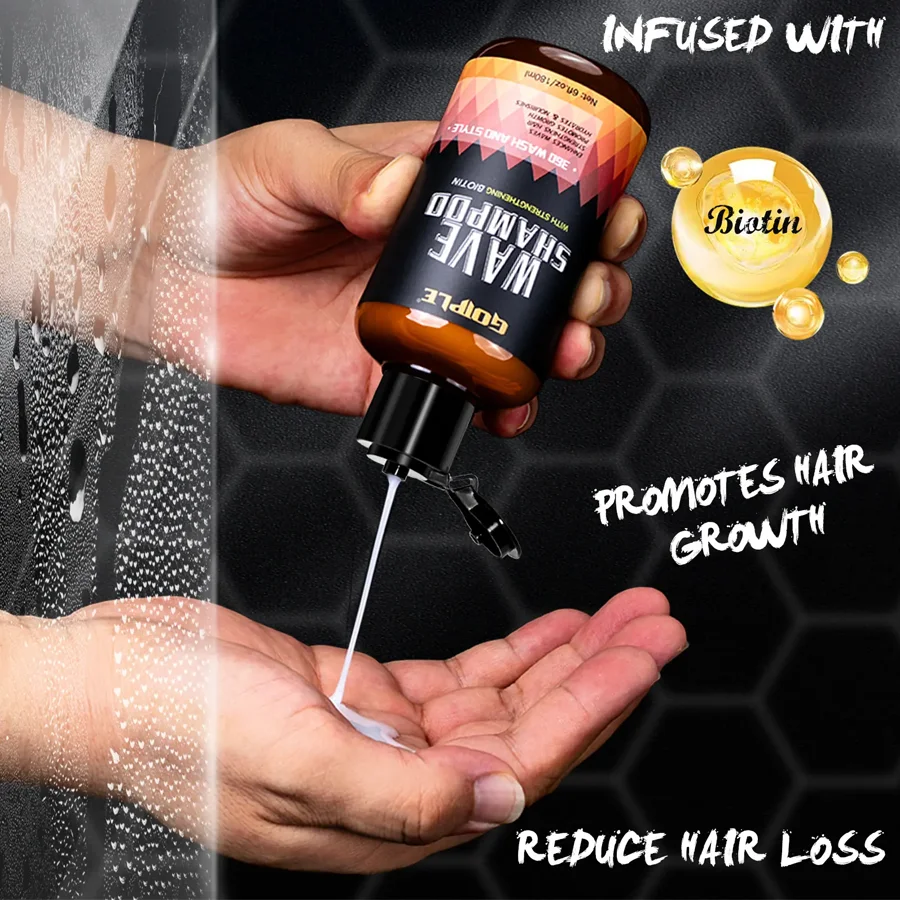 180ml Wave Shampoo Deep Clean Hair Styling Pomade Cream 360 Style High Shine Strong Hold Layered Control Wavy For Men