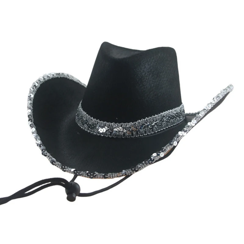 Sequin Cowboy Hat for Men And Women Western Cowboy Cowgirl Caps Birthday Valentine's Day Party Headwear Cosplay Prop cowgirl hats cowboy hats