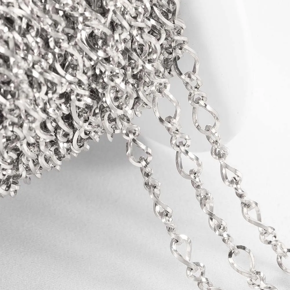 1 Meter Stainless Steel Double Loop Link Chain - Round 8 Shape 2mm