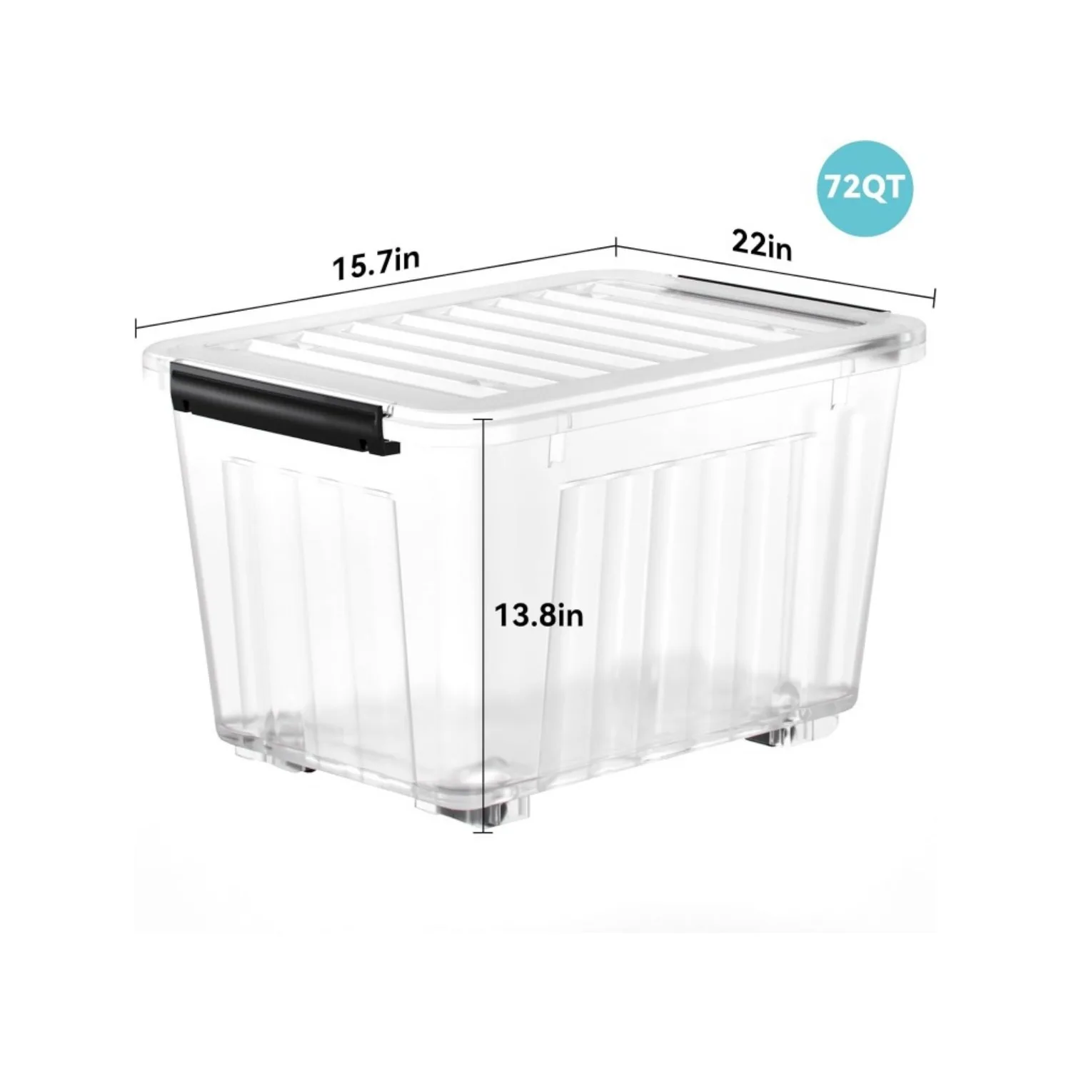 Stackable and Nestable Storage Boxes with Lids and Secure Latching Buckles, Large Storage Container (Clear, 72Quart-6Pack) 3