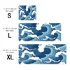 Blue and white ocean print e-sports gaming mouse pad, 2mm non-slip rubber sewn side long keyboard gaming pad, 31.49 x 11.81 inch 6