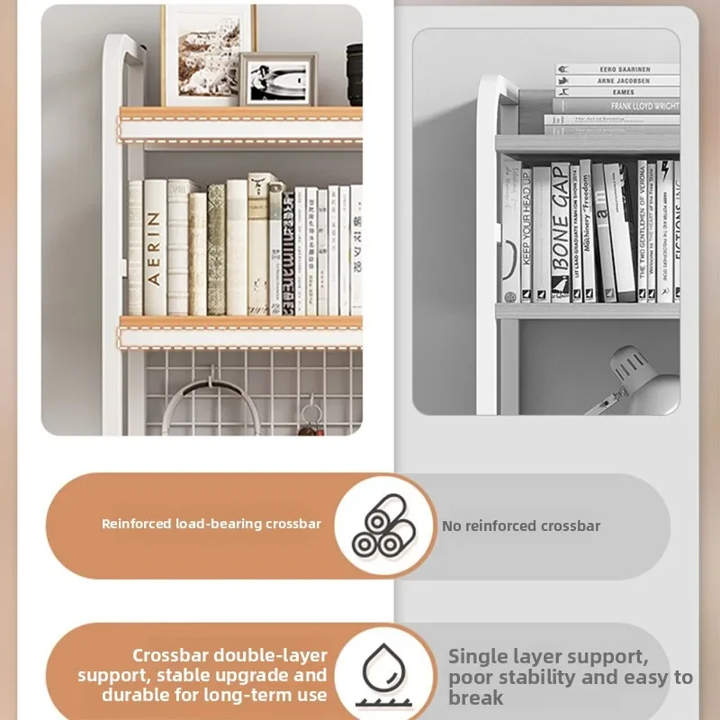 새로운 책장 책꽂이 그리드 데스크탑 다층 연철 선반 학생용 컴퓨터 책상 테이블 홀보드 테이블 나무 선반